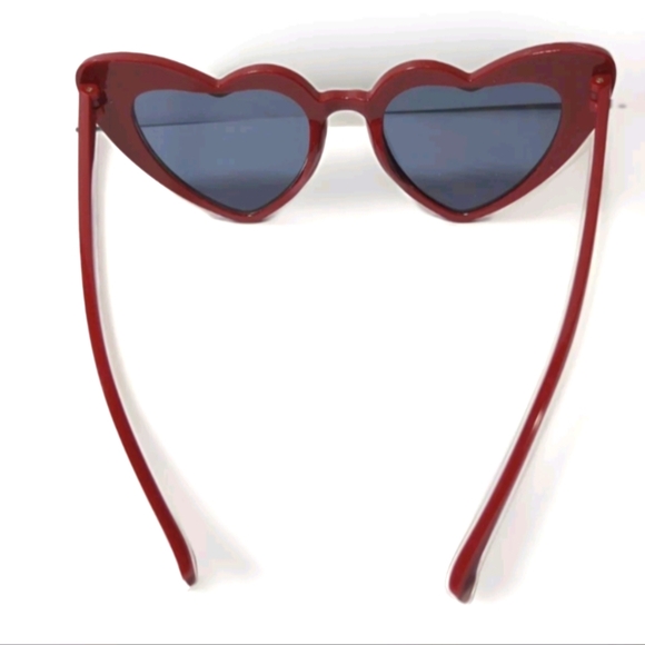 💗Heart Shape Sunglasses With Rhinestones Bling Bubbly Burgundy - Picture 4 of 15